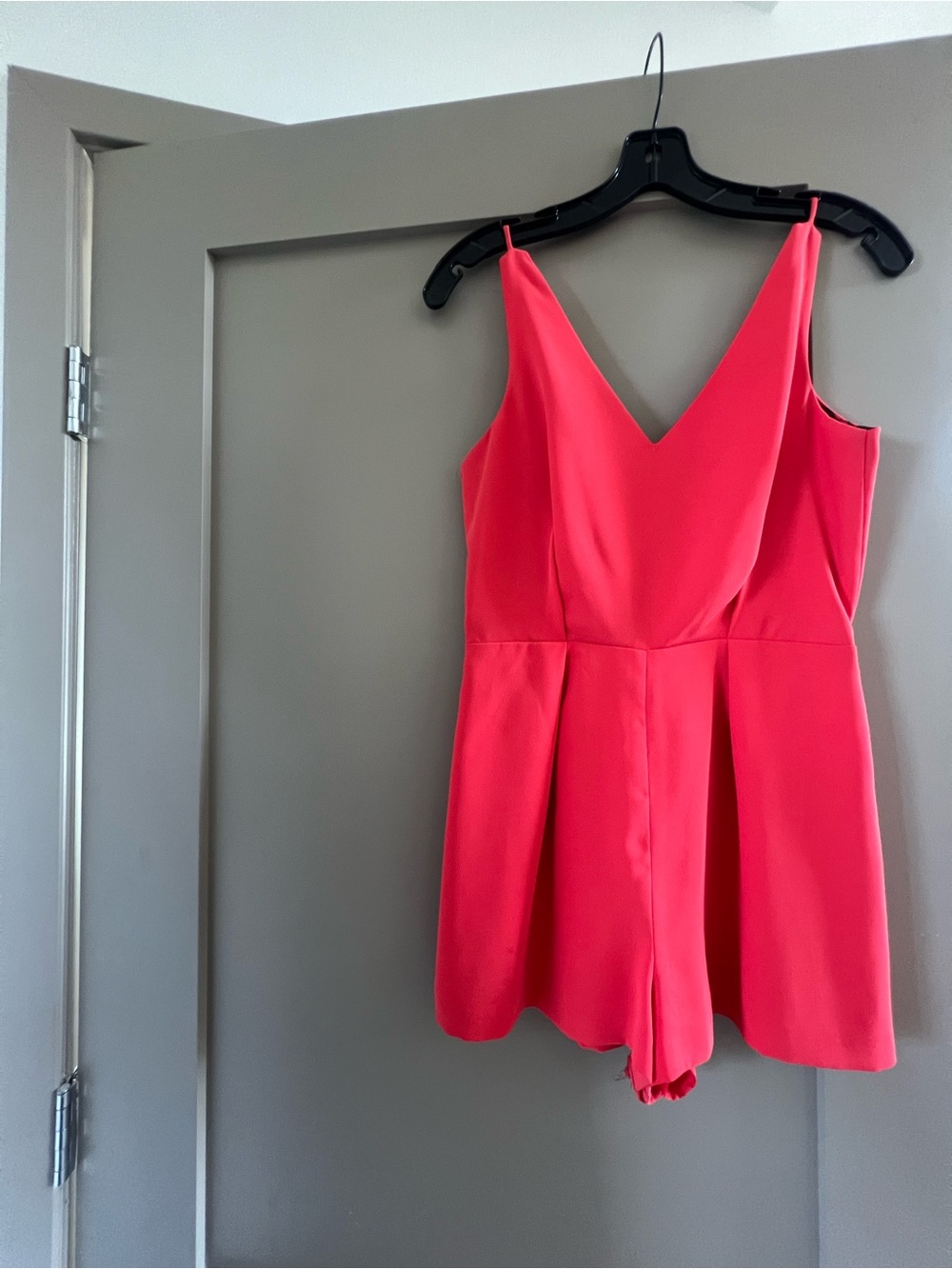 Topshop Red Romper with Black Lace Overlay